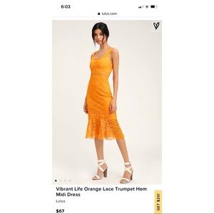Lulus Vibrant Life Orange Lace Trumpet Midi Dress